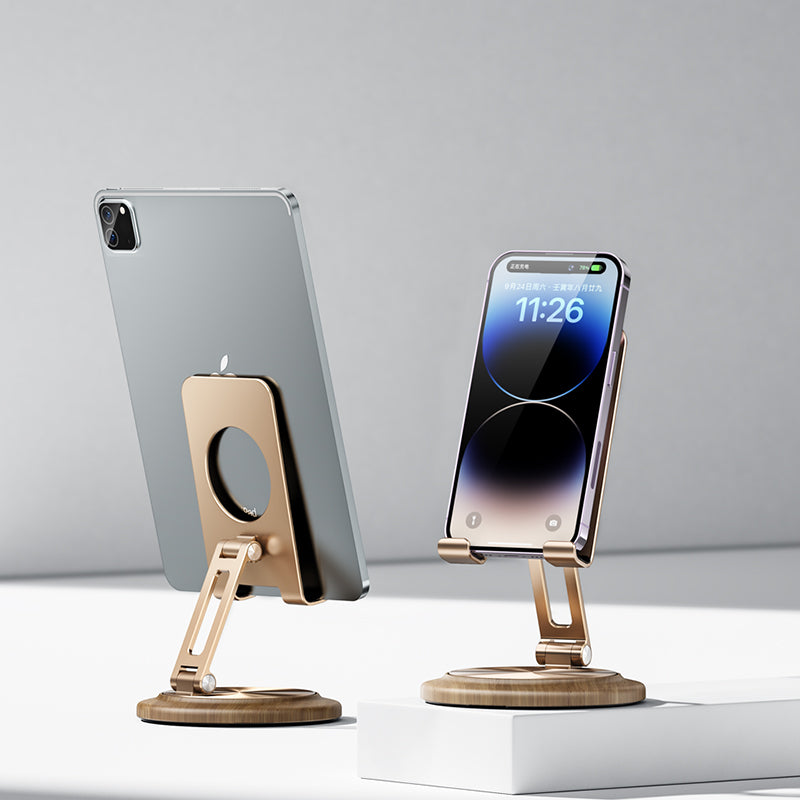 360° Adjustable Mobile Phone Stands,Walnut Base