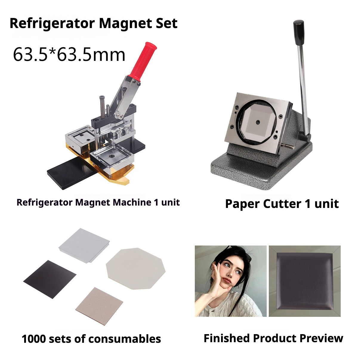 63.5*63.5MM Square Refrigerator Magnet Machine